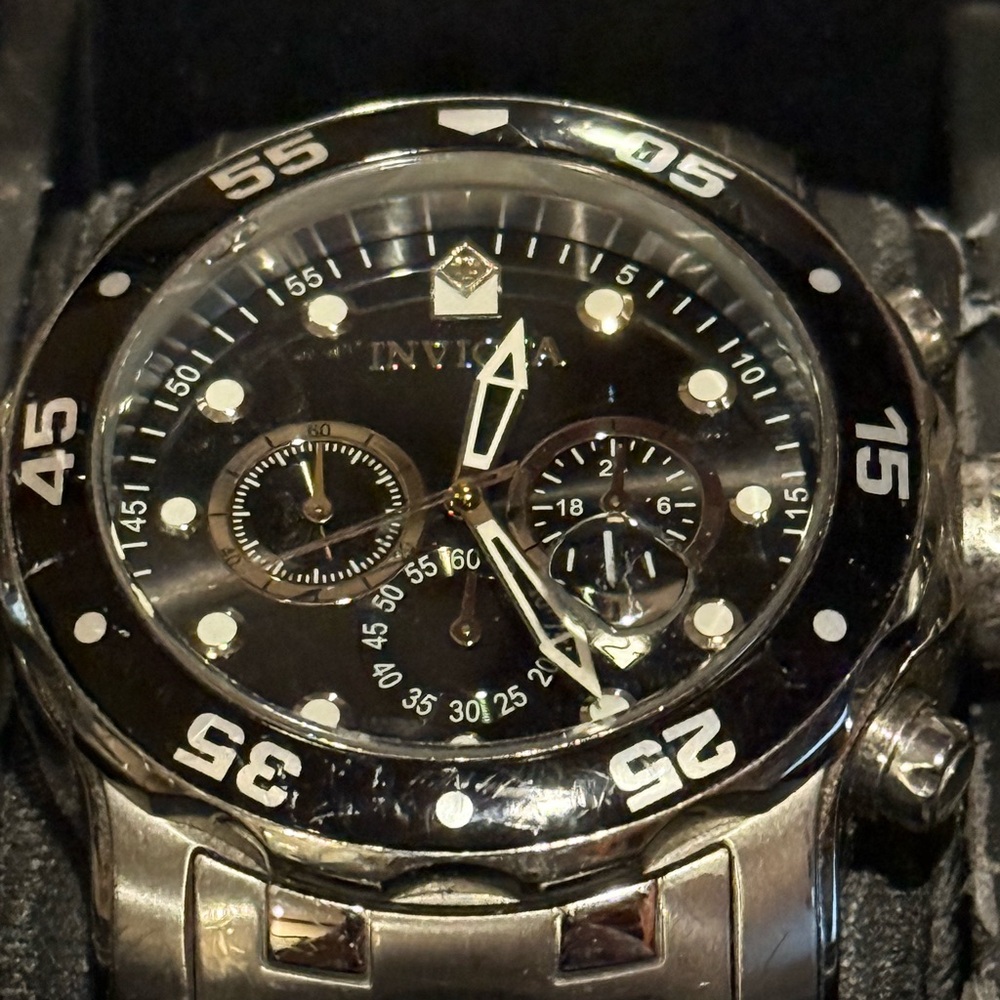Invicta Black and Silver Chronograph Watch #0069
